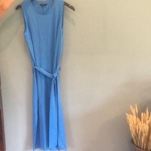 Banana Republic Midi Tie Waist Dress S Blue